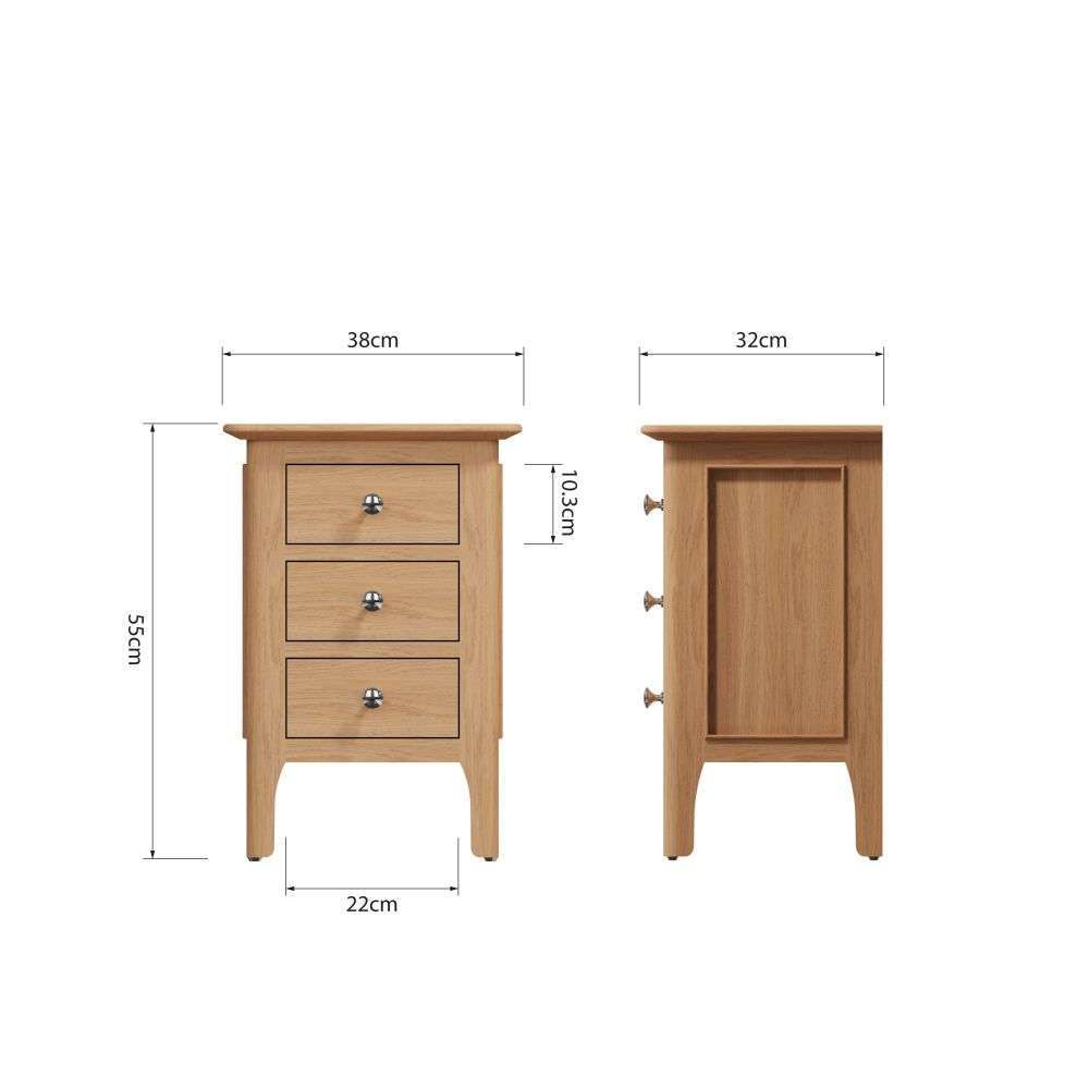 Bergen Oak Small Bedside Table