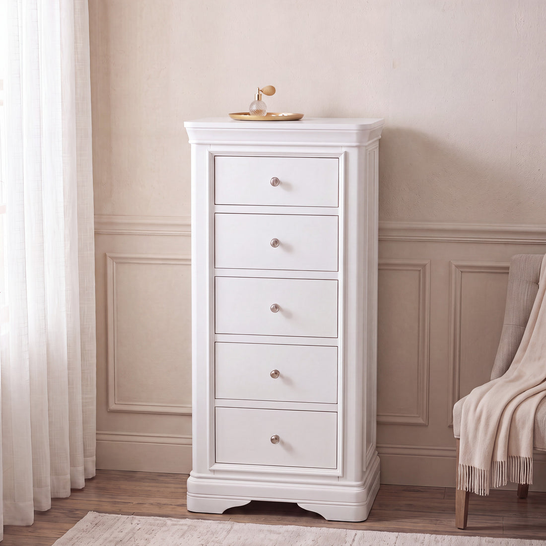 Harrington Bone Painted 5 Drawer Chest