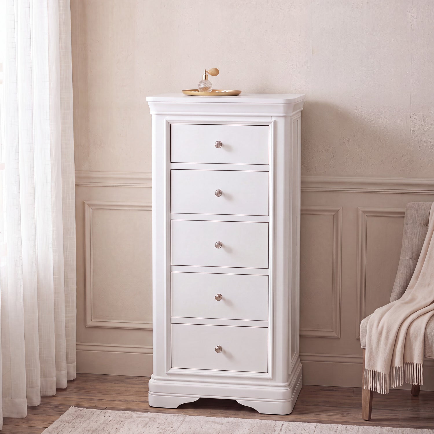 Harrington Bone Painted 5 Drawer Chest