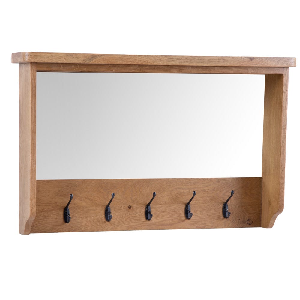 Rutland Oak Mirrored Coat Rack