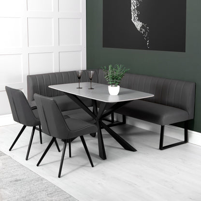 Charlesworth Grey 142cm Left Hand Modern Industrial Dining Bench