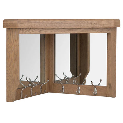 Wessex Smoked Oak Corner Mirrored Coat Rack