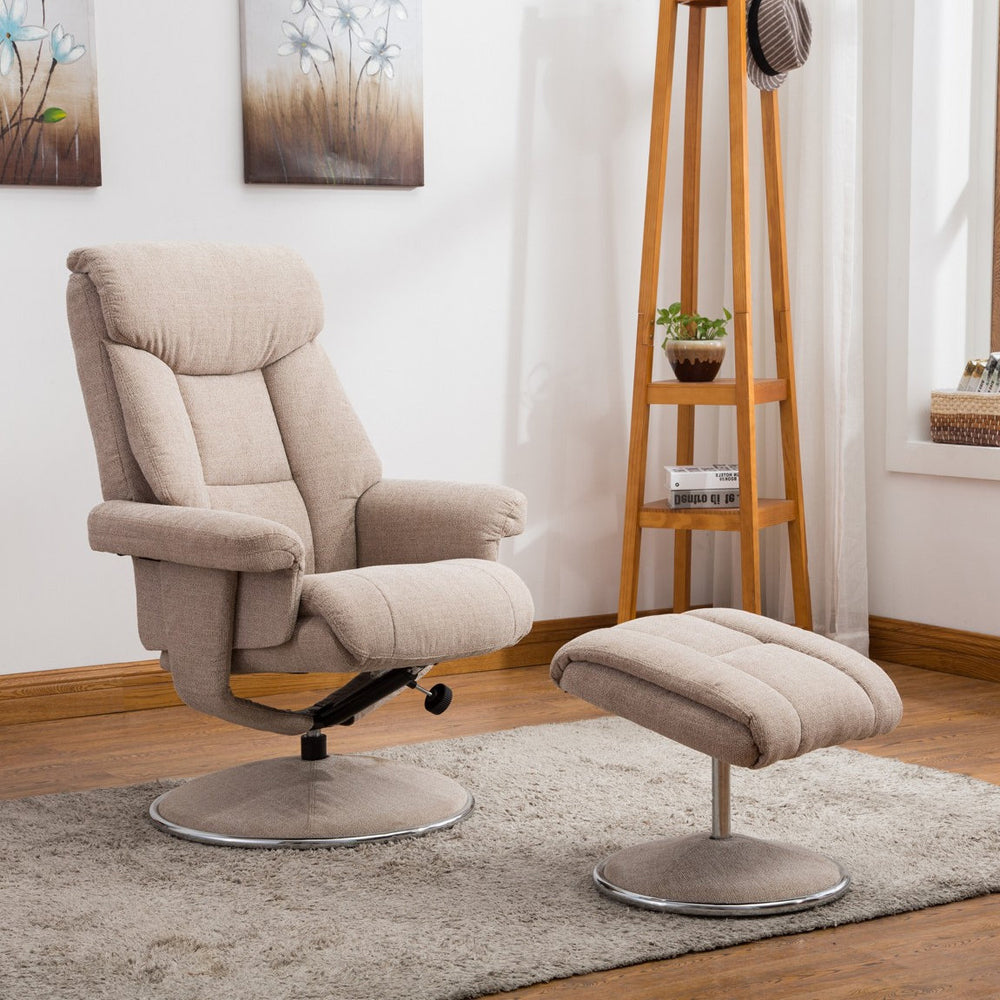 Biarritz Swivel Recliner &amp; Footstool - Lisbon Wheat
