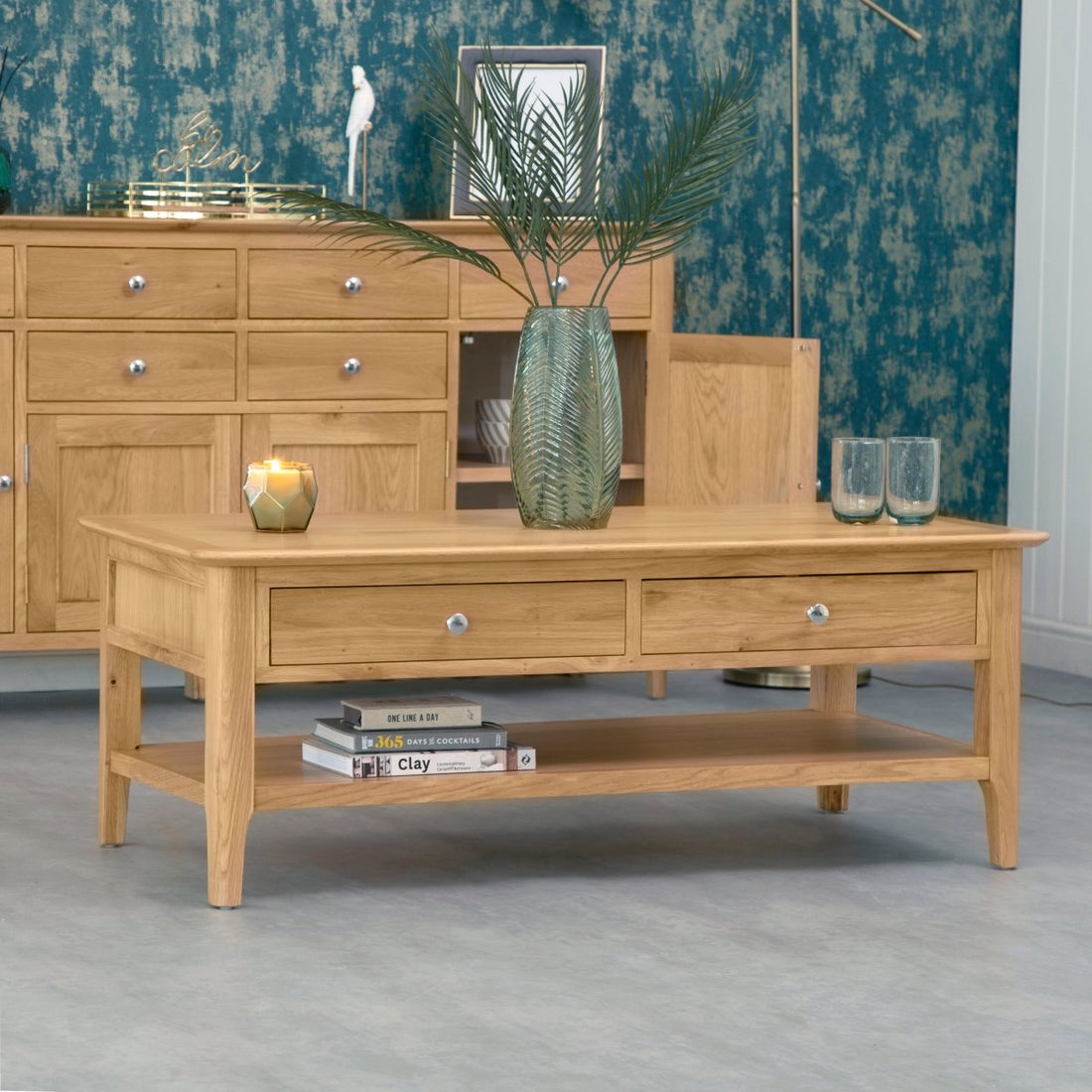 Bergen Oak Large Coffee Table - The Furniture Warehouse