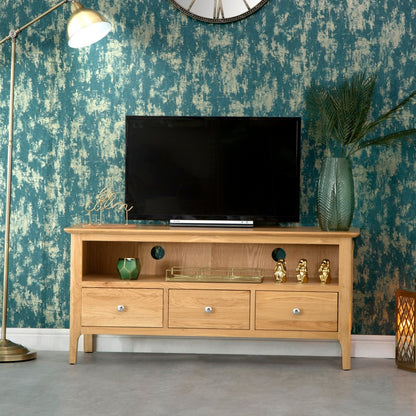 Bergen Oak Large TV Unit - The Furniture Warehouse