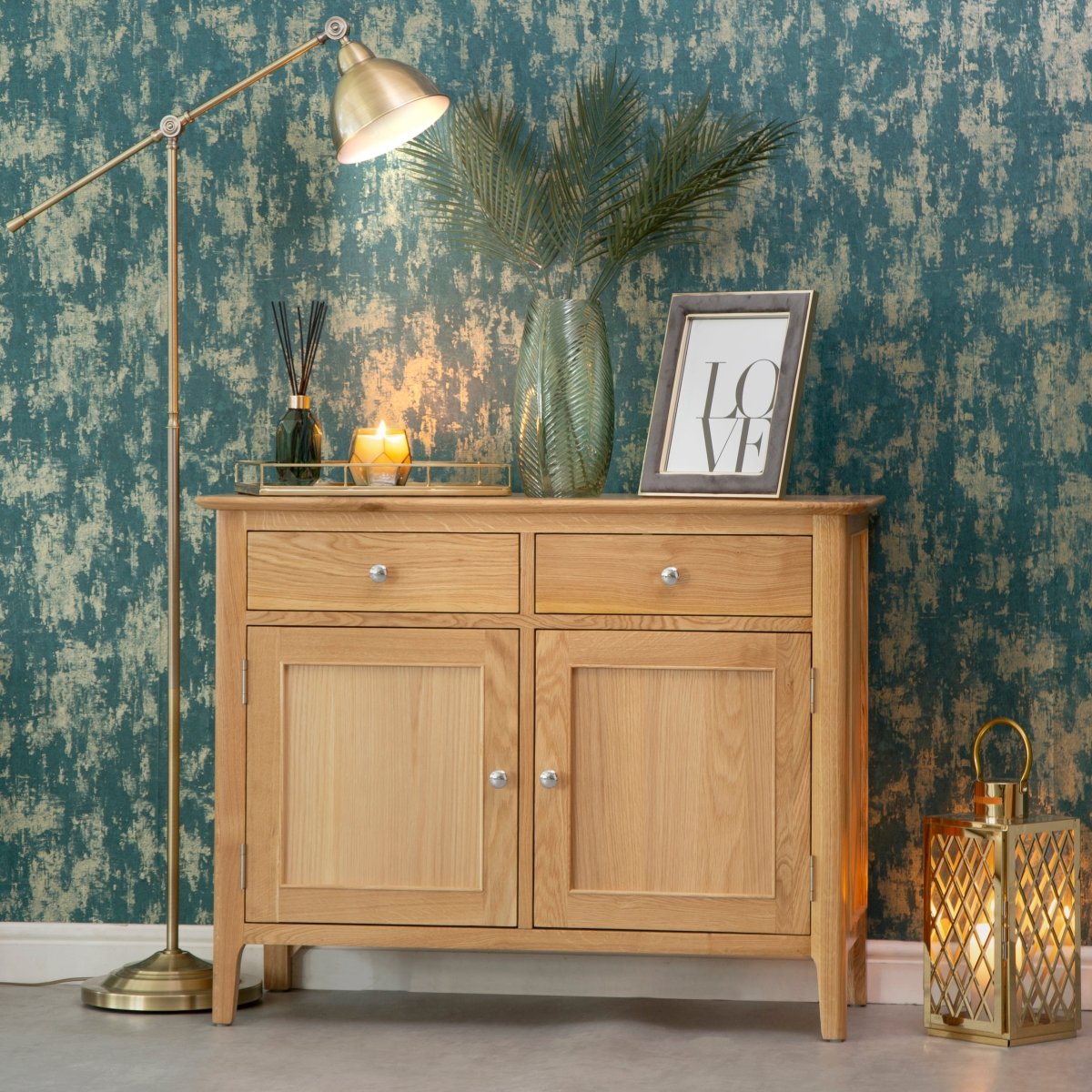 Bergen Oak Small 2 Door Sideboard - The Furniture Warehouse