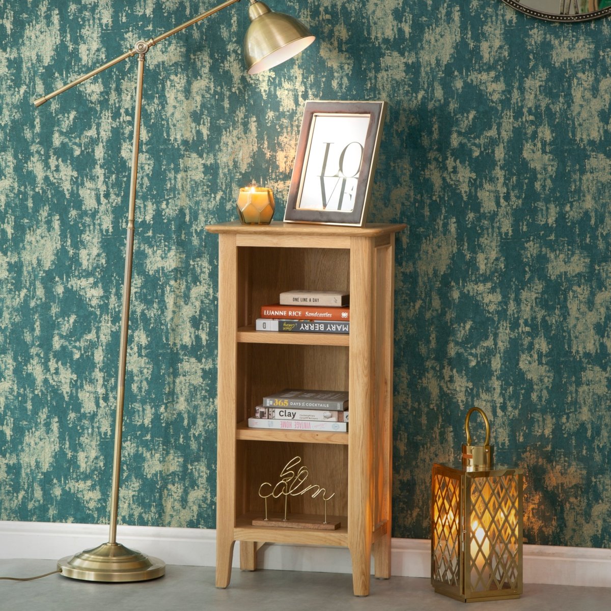Bergen Oak Small Narrow Bookcase - The Furniture Warehouse