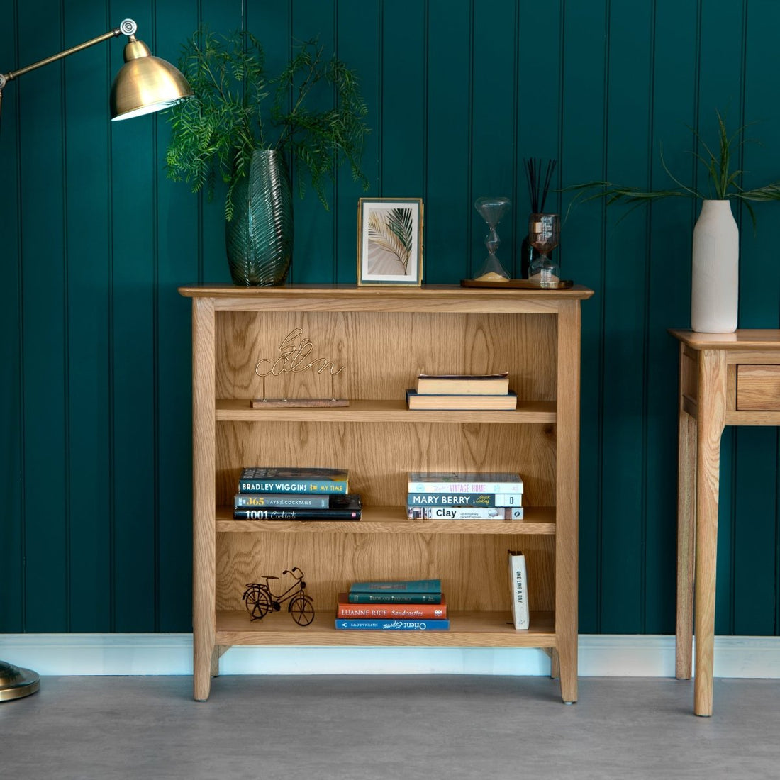 Bergen Oak Small Wide Bookcase - The Furniture Warehouse