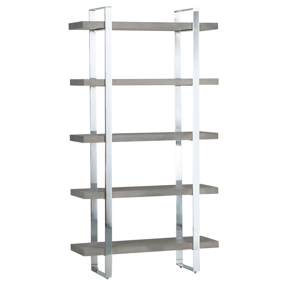 Milan Chrome &amp; Oak Large Bookcase