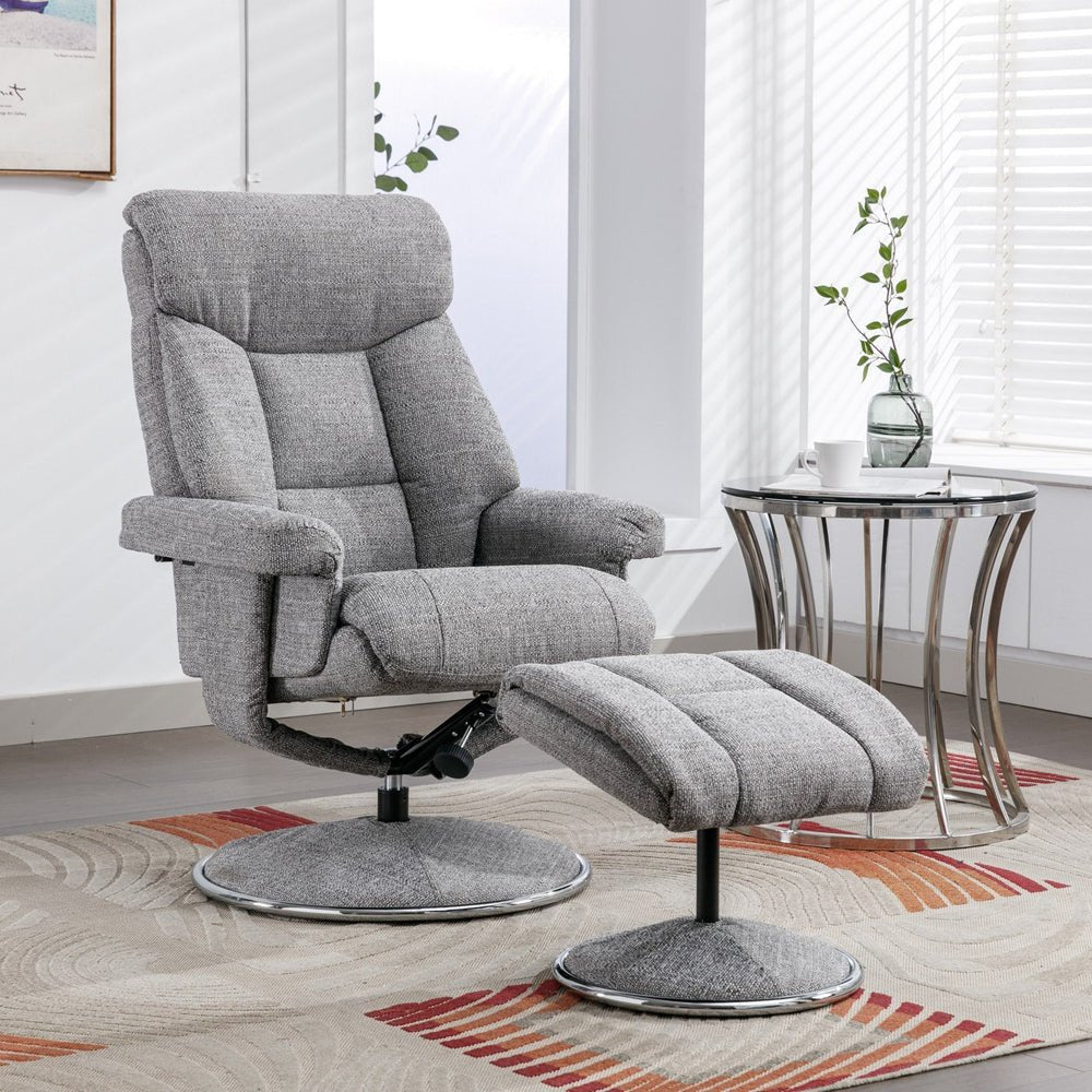 Biarritz Swivel Recliner &amp; Footstool - Lisbon Rock - The Furniture Warehouse