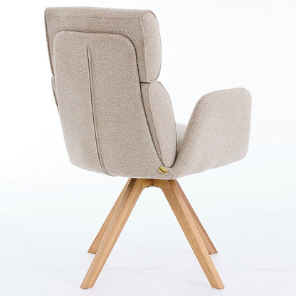 Biscuit High Back Swivel Chair with Wooden Legs - The Furniture Warehouse