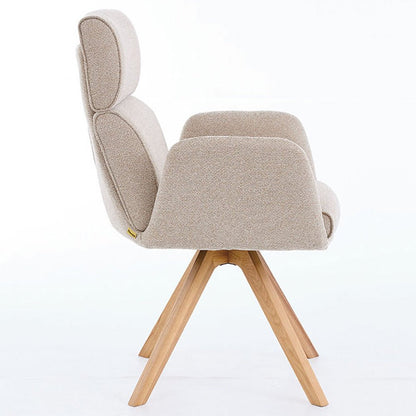 Biscuit High Back Swivel Chair with Wooden Legs - The Furniture Warehouse
