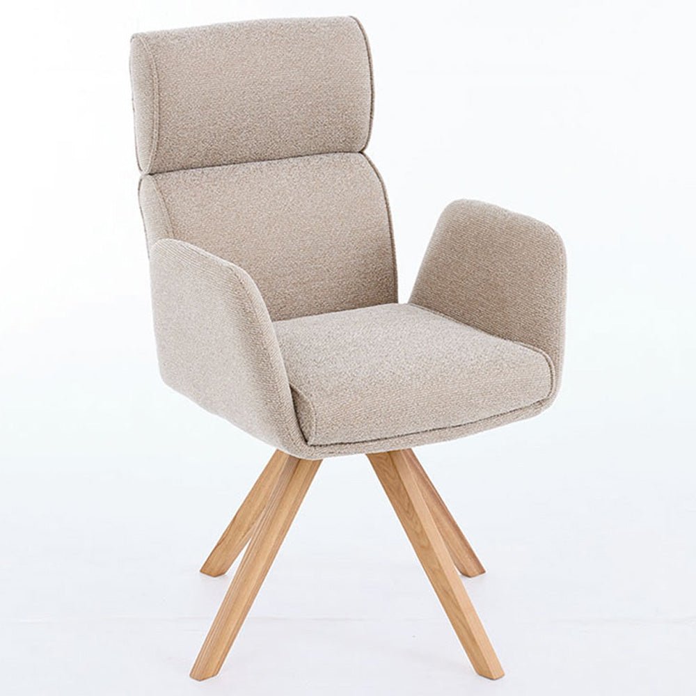 Biscuit High Back Swivel Chair with Wooden Legs - The Furniture Warehouse