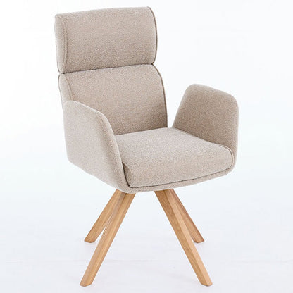 Biscuit High Back Swivel Chair with Wooden Legs - The Furniture Warehouse