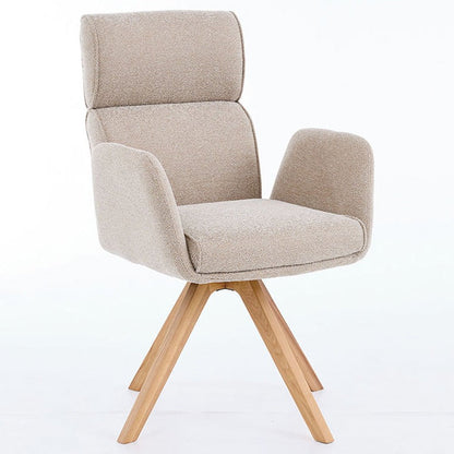 Biscuit High Back Swivel Chair with Wooden Legs - The Furniture Warehouse