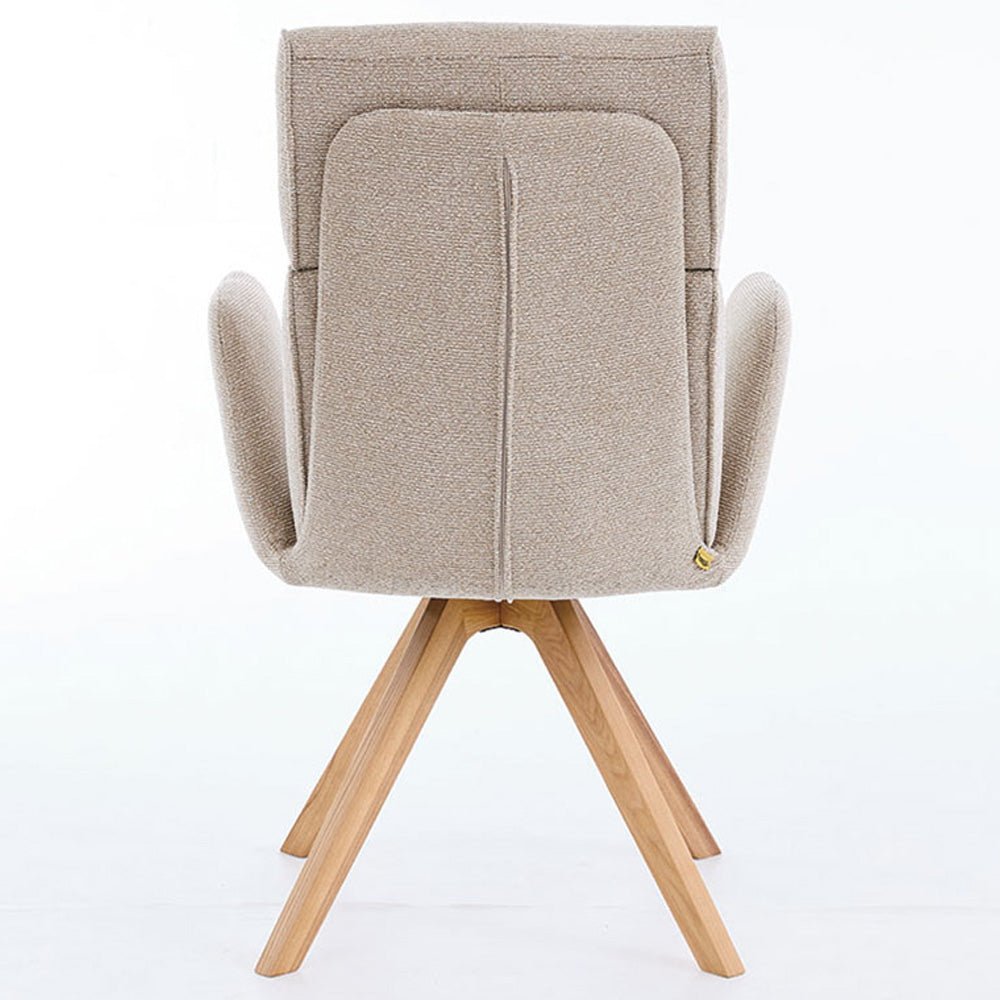 Biscuit High Back Swivel Chair with Wooden Legs - The Furniture Warehouse