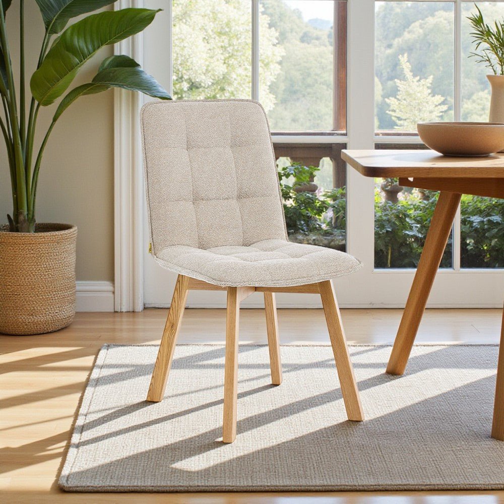 Biscuit Panel Stitch Chair with Wooden Legs - The Furniture Warehouse