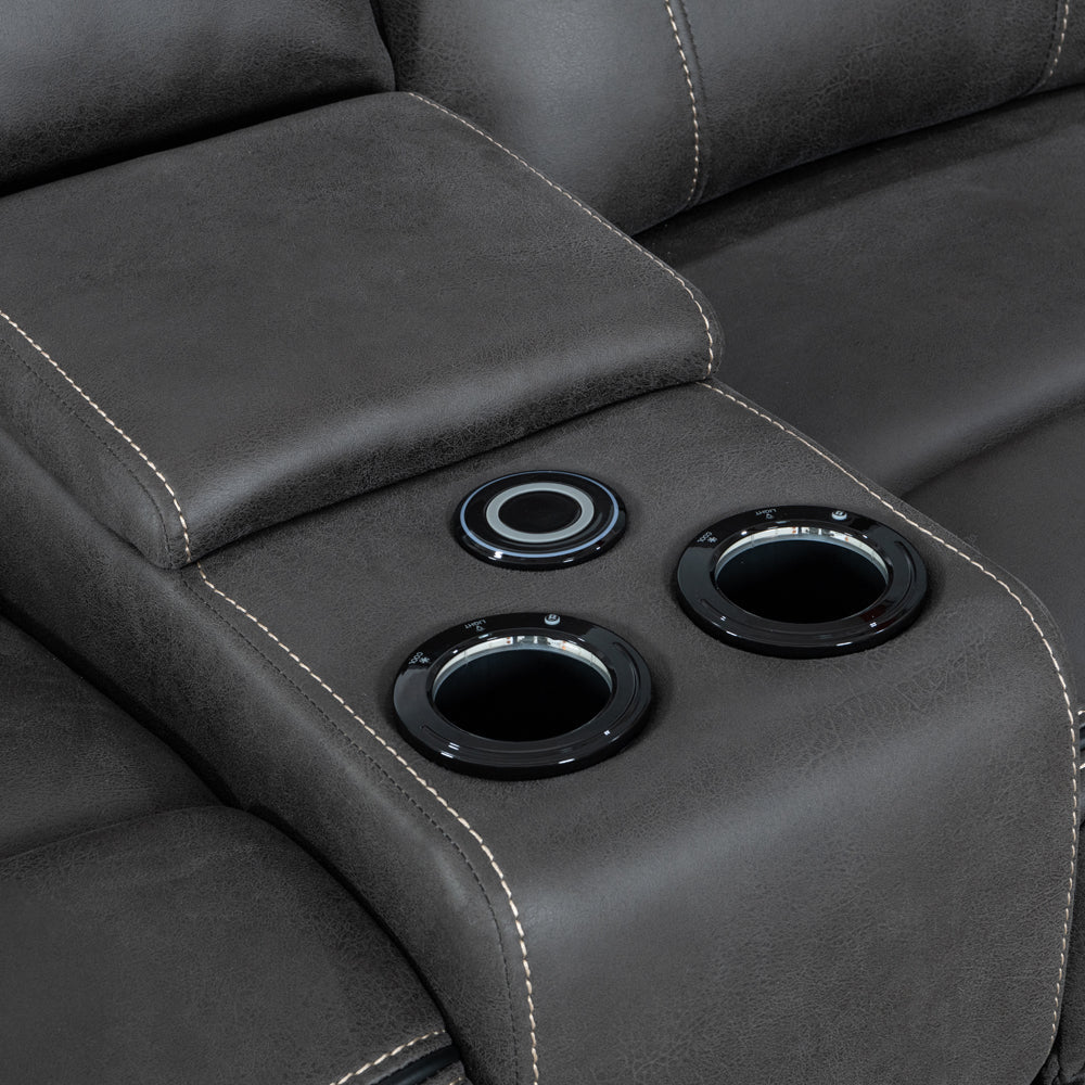 California Dark Grey Power 2 Seater Sofa - The Furniture Warehouse