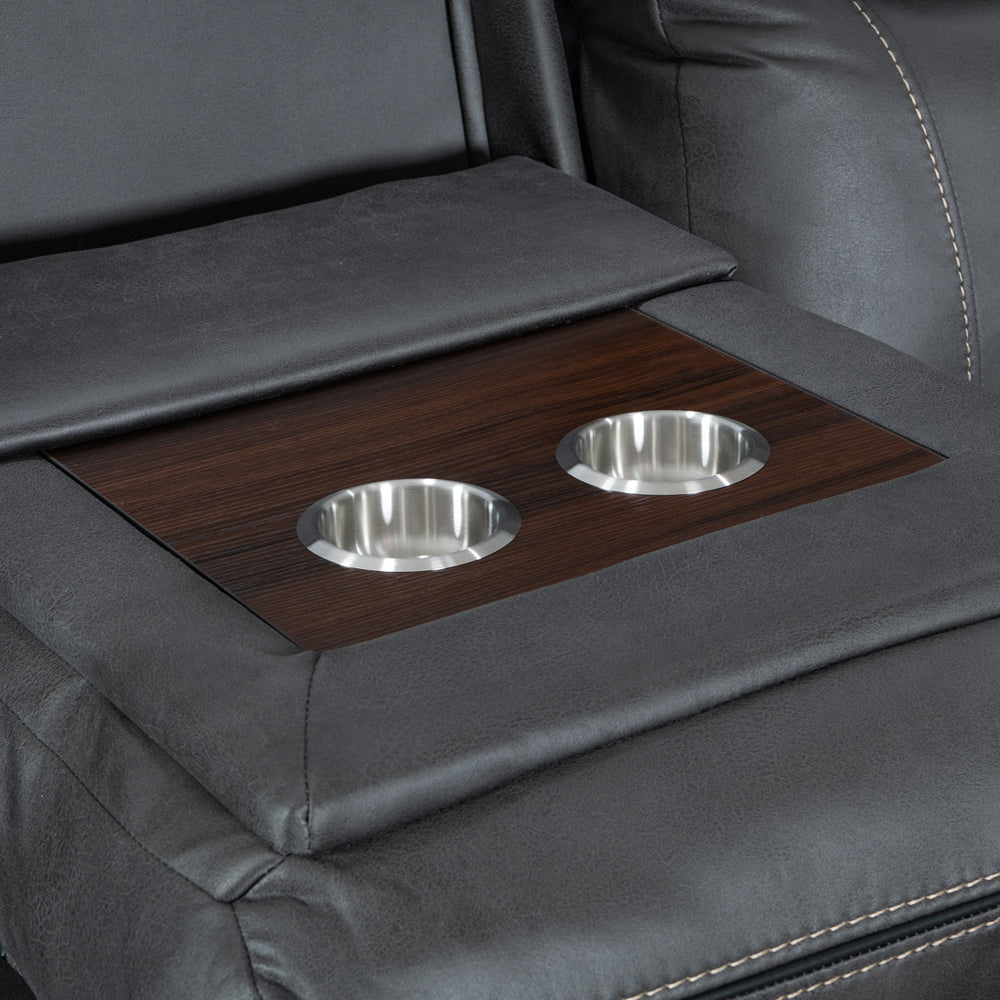 California Dark Grey Power 3 Seater Sofa - The Furniture Warehouse