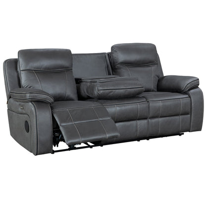 California Dark Grey Power 3 Seater Sofa - The Furniture Warehouse