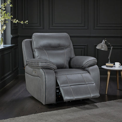 California Dark Grey Power Recliner Armchair - The Furniture Warehouse