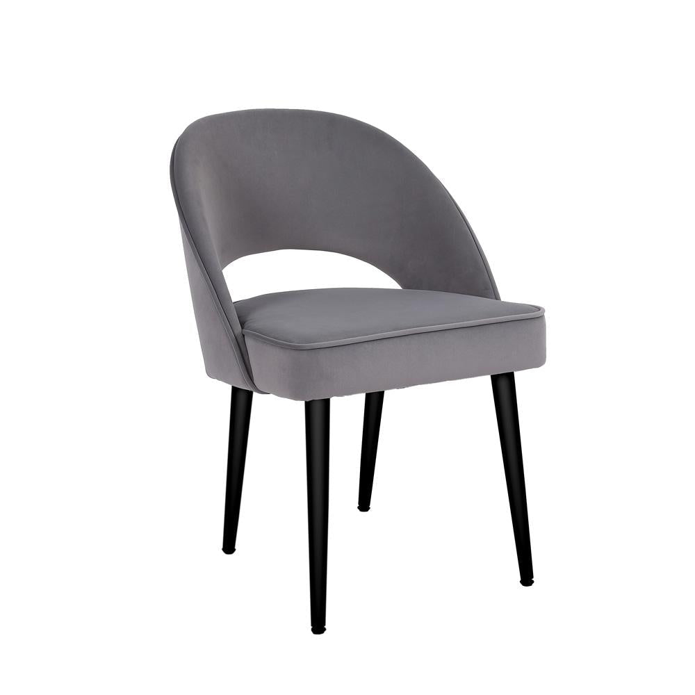 Chevington Retro Velvet Grey Dining Chair - The Furniture Warehouse