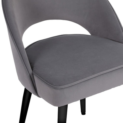 Chevington Retro Velvet Grey Dining Chair - The Furniture Warehouse