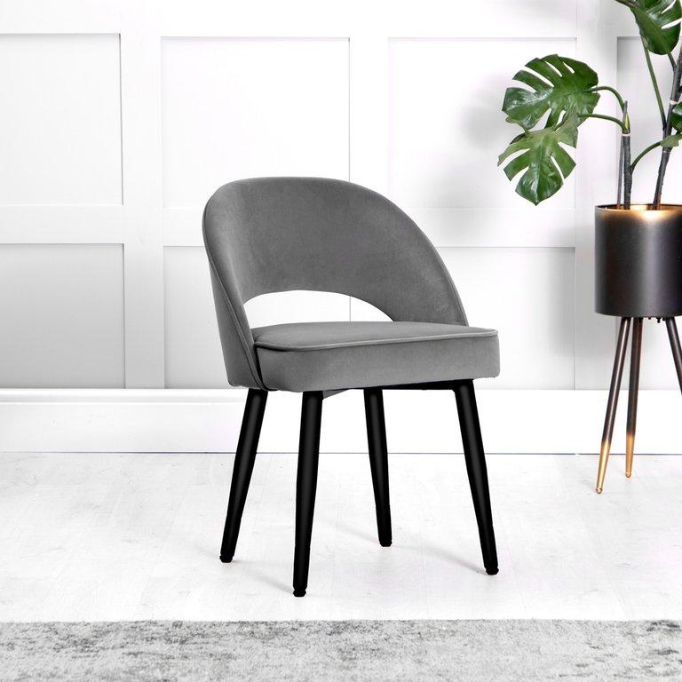 Chevington Retro Velvet Grey Dining Chair - The Furniture Warehouse