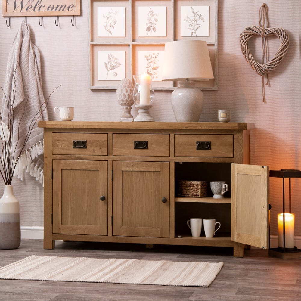 Winchester Oak Large 3 Door Sideboard