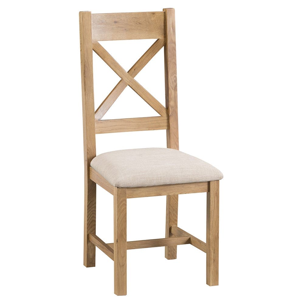 Winchester Oak Cross Back Chair With Fabric Seat