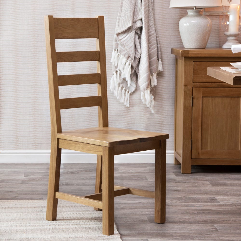 Winchester Oak Ladder Back Chair With Wooden Seat