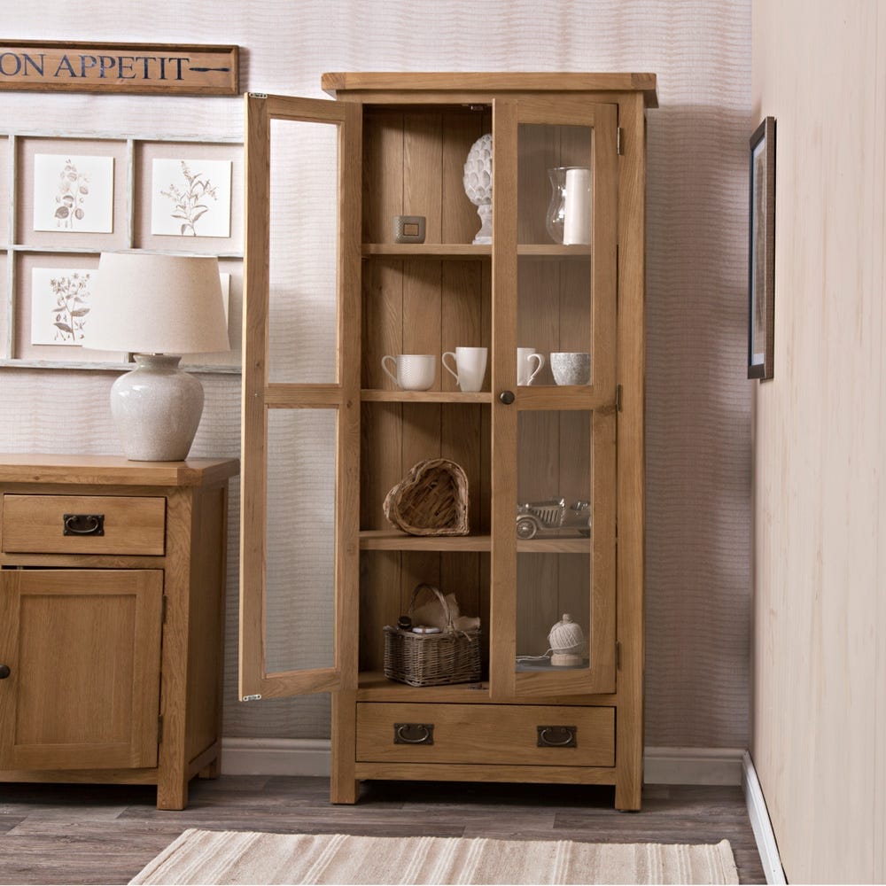 Winchester Oak Glass Display Cabinet