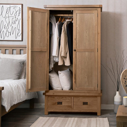 Winchester Oak 2 Door Wardrobe with Drawers