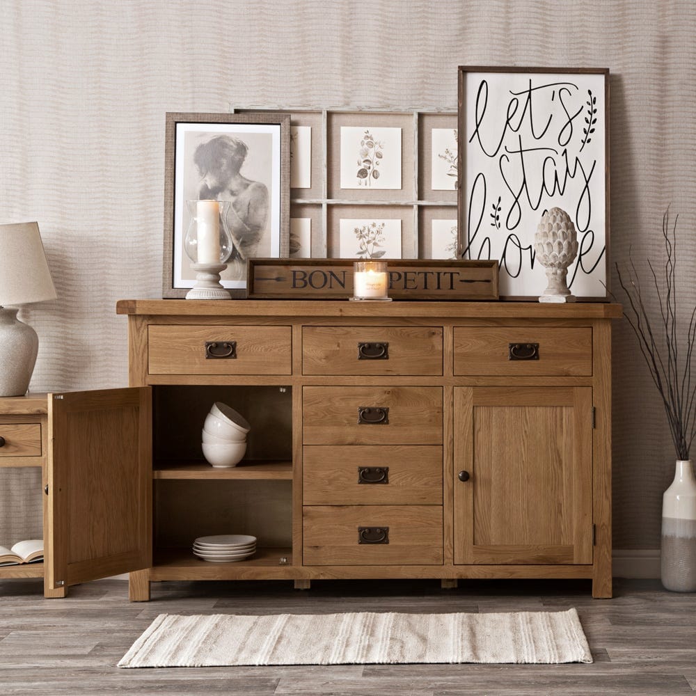 Winchester Oak Large 2 Door 6 Drawer Sideboard