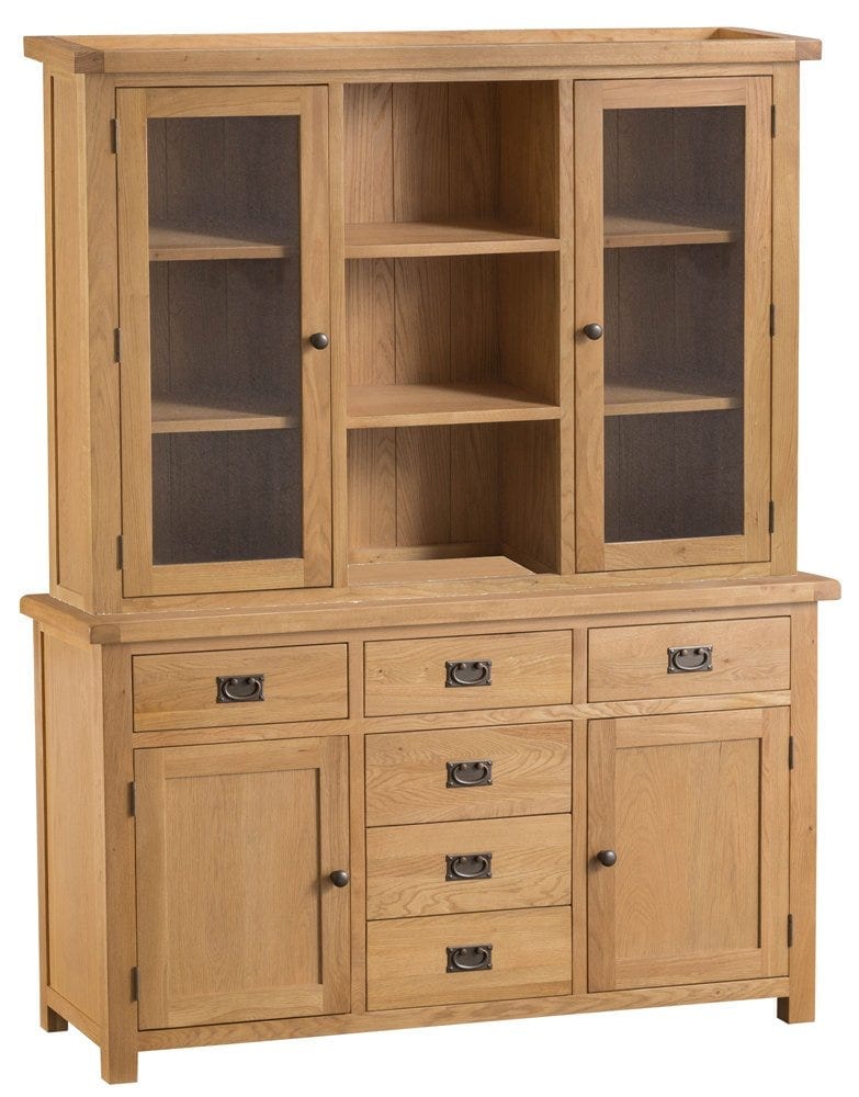 Winchester Oak Large Sideboard &amp; Hutch Set