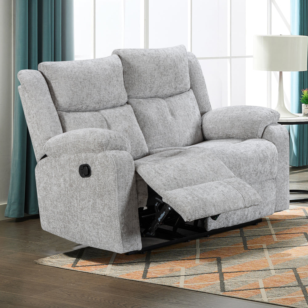 Rome Silver Manual Recliner 2 Seater Sofa