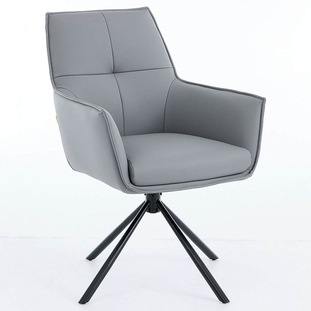 Dark Grey Luxe Cross Stitch Swivel Chair with Metal Legs - The Furniture Warehouse
