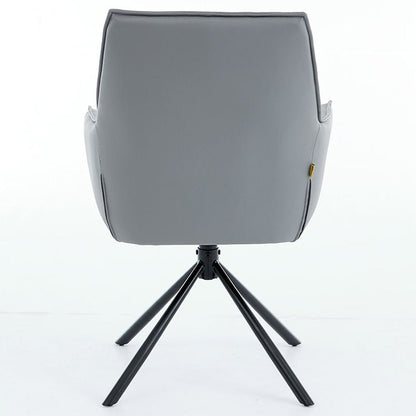 Dark Grey Luxe Cross Stitch Swivel Chair with Metal Legs - The Furniture Warehouse