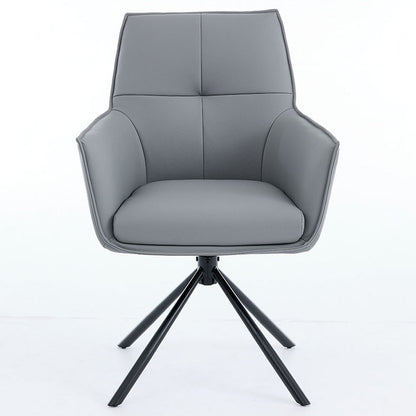 Dark Grey Luxe Cross Stitch Swivel Chair with Metal Legs - The Furniture Warehouse