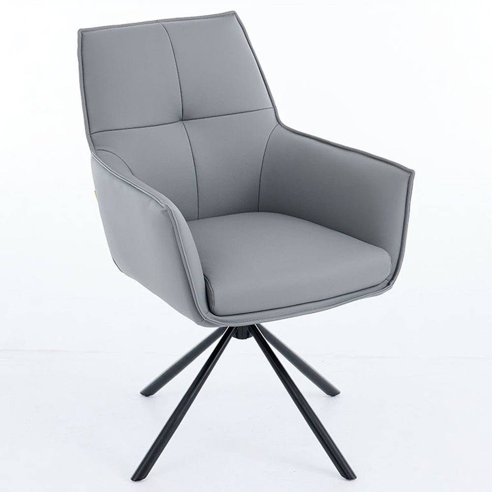 Dark Grey Luxe Cross Stitch Swivel Chair with Metal Legs - The Furniture Warehouse