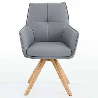Dark Grey Luxe Cross Stitch Swivel Chair with Wooden Legs - The Furniture Warehouse