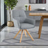 Dark Grey Luxe Cross Stitch Swivel Chair with Wooden Legs - The Furniture Warehouse