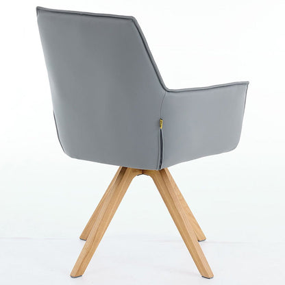 Dark Grey Luxe Cross Stitch Swivel Chair with Wooden Legs - The Furniture Warehouse