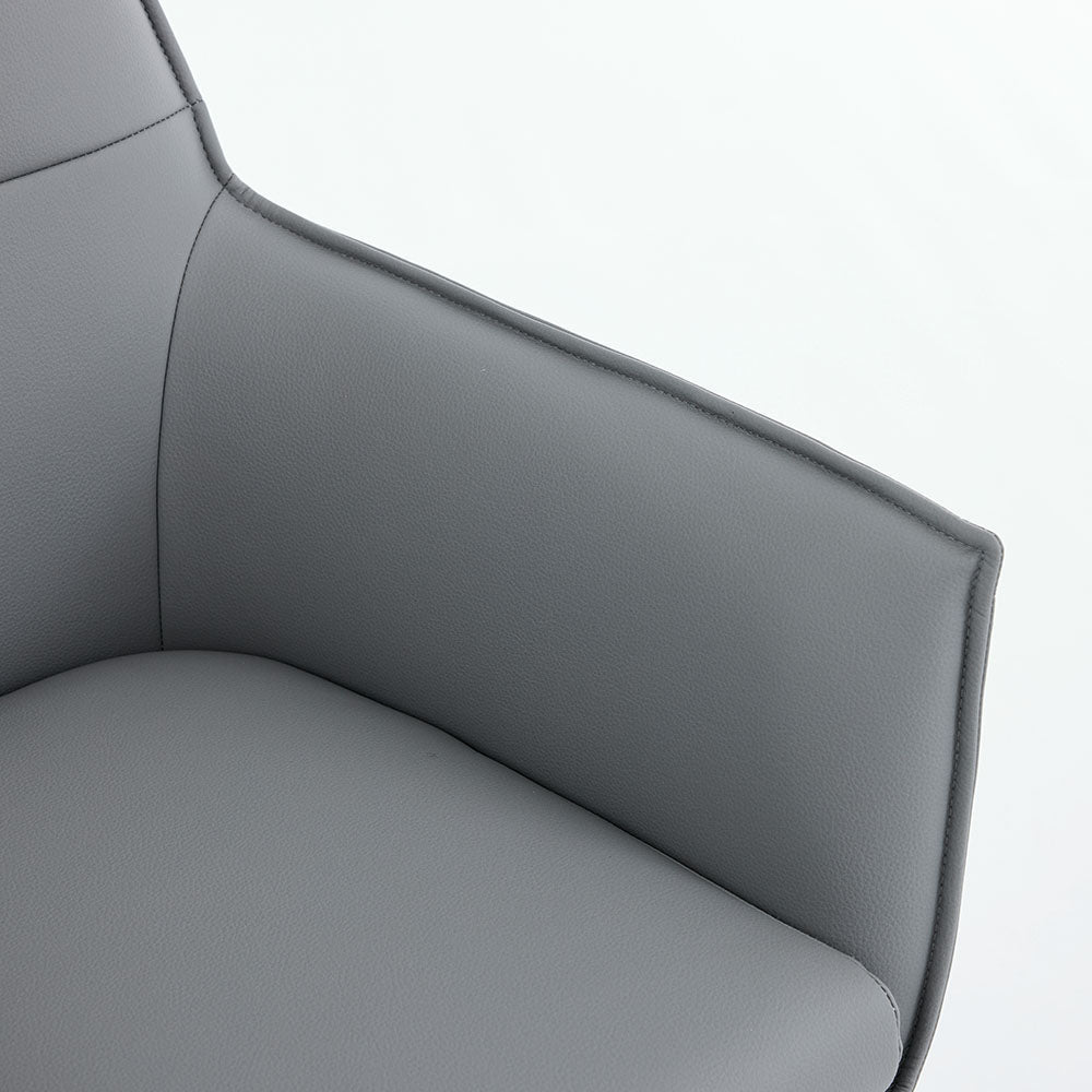 Dark Grey Luxe Cross Stitch Swivel Chair with Wooden Legs - The Furniture Warehouse