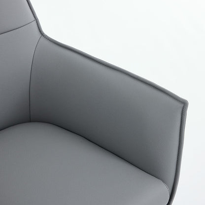 Dark Grey Luxe Cross Stitch Swivel Chair with Wooden Legs - The Furniture Warehouse