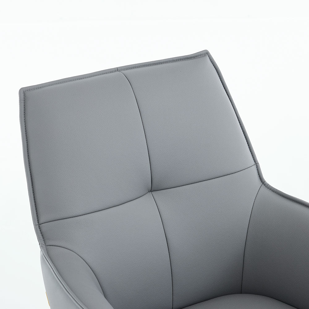 Dark Grey Luxe Cross Stitch Swivel Chair with Wooden Legs - The Furniture Warehouse