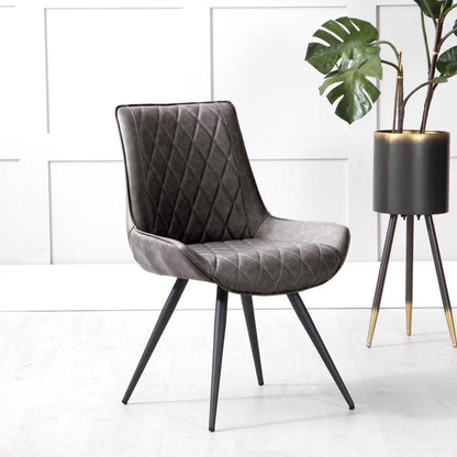 Dining Chair Grey PU - The Furniture Warehouse