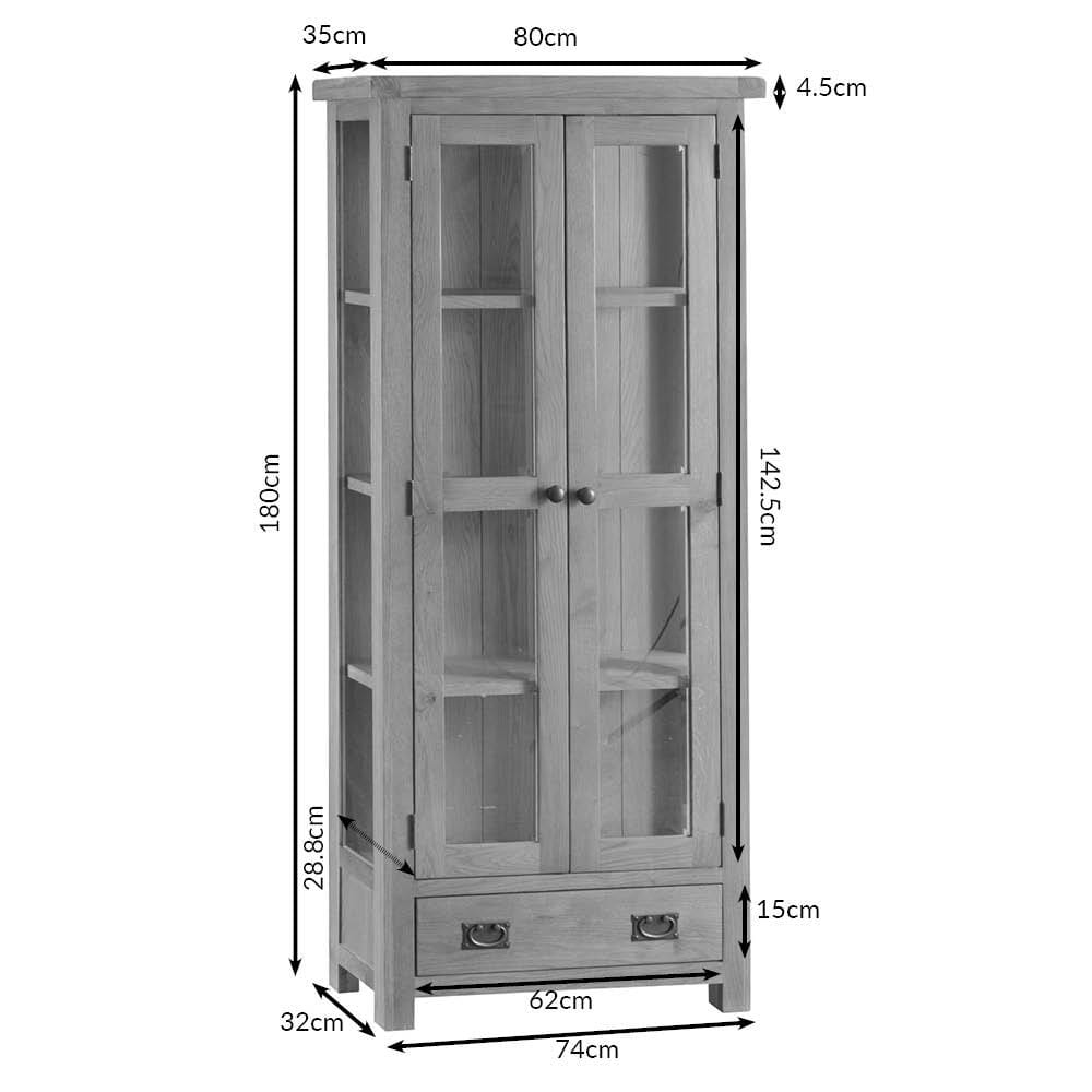 Winchester Oak Glass Display Cabinet