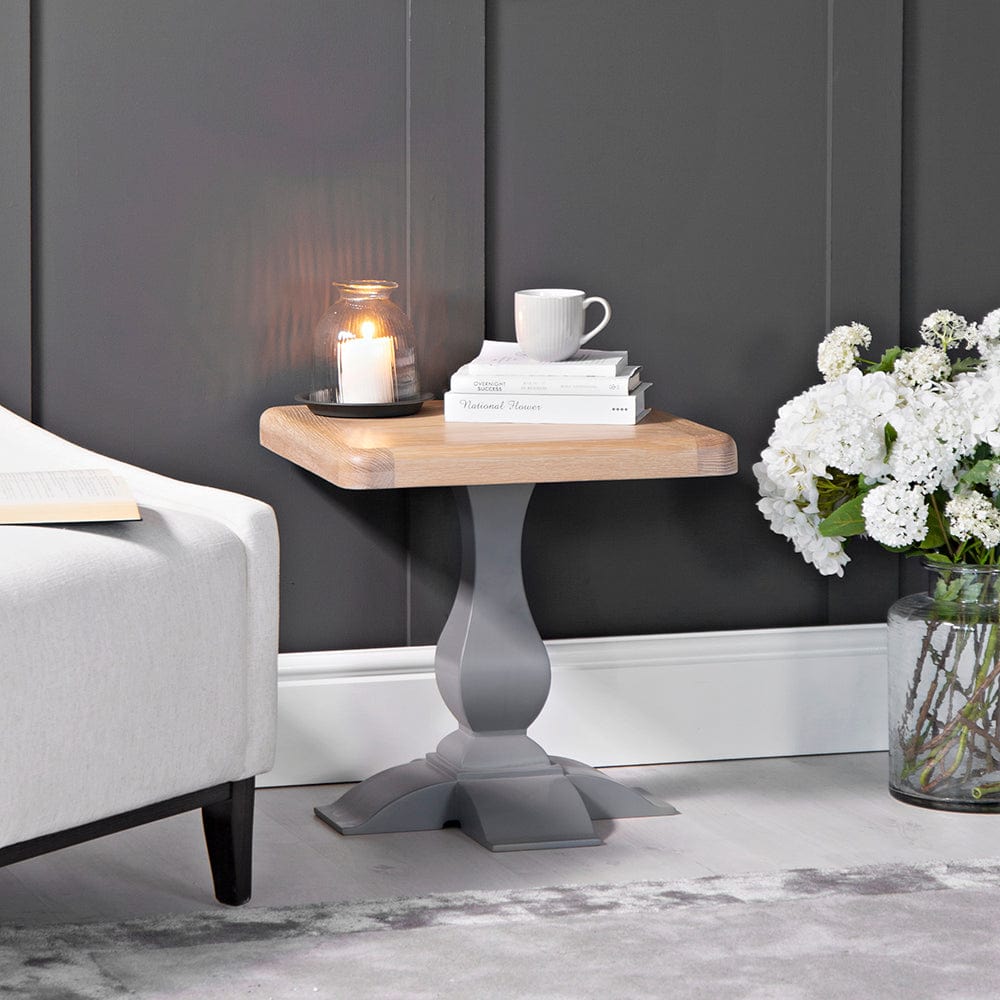Dorset Storm Grey Painted Oak Lamp Table - The Furniture Warehouse