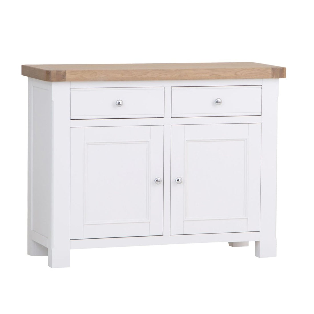Dorset White Painted Oak 2 Door Medium Sideboard - The Furniture Warehouse